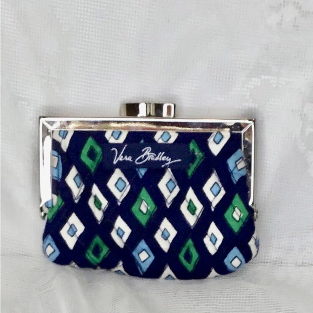 Vera Bradley Mediterranean Blue Kiss Clasp Coin Purse